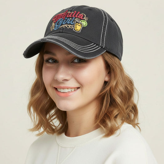 TEQUILA GIRL Embroidered Vintage Baseball Cap