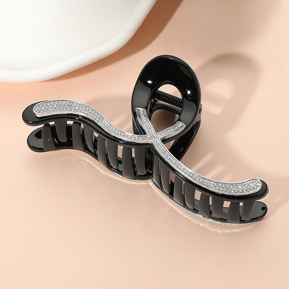 Stone Paved Wavy Frame Hair Claw Clip