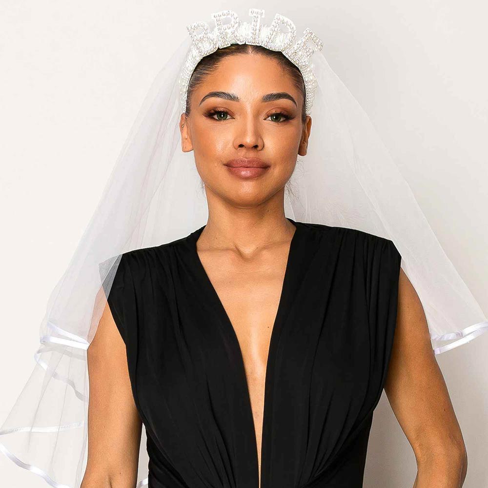 Pearl BRIDE Message Headband Bridal Wedding Bachelorette Veil