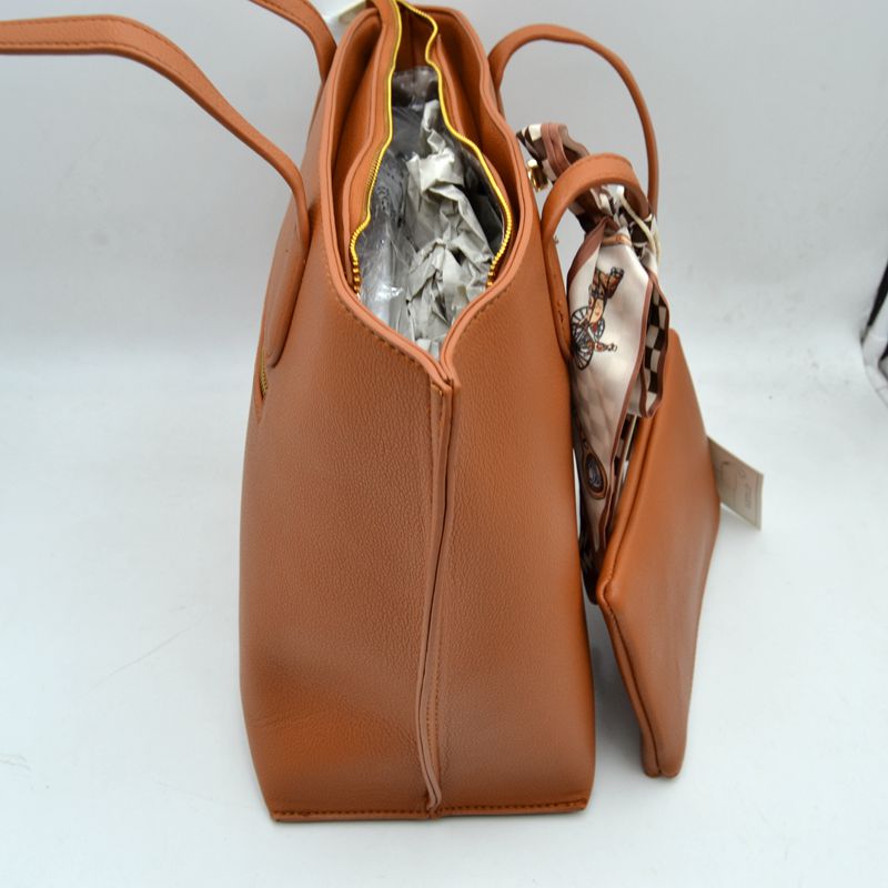 Structured Shoulder Tote Bag with Matching Pouch and Scarf