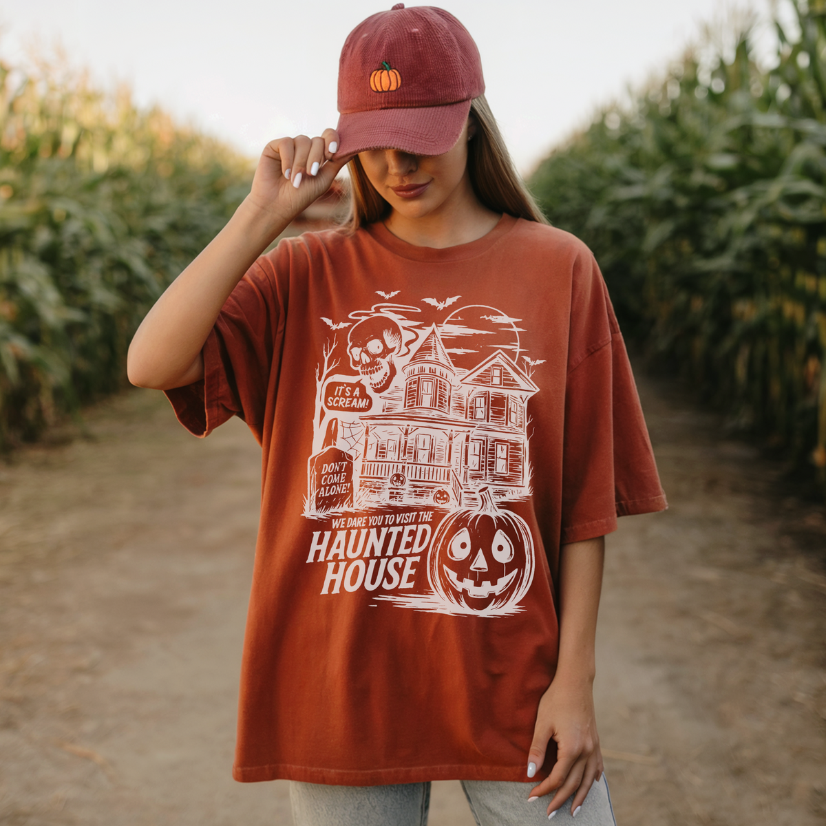 Haunted House Halloween Comfort Colors Screen Printed Tee