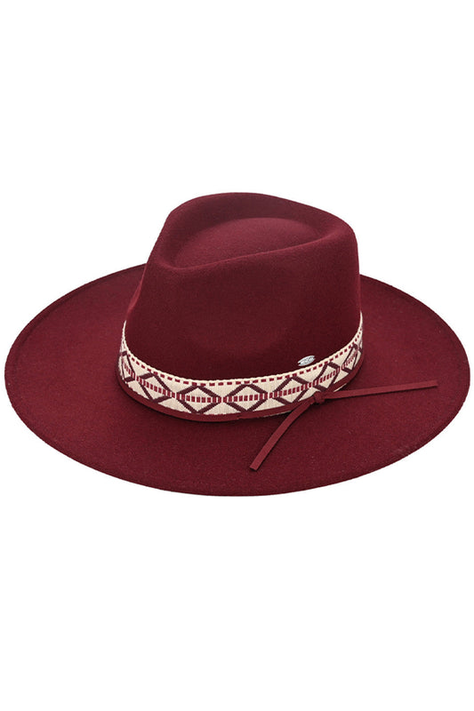 C.C Geometric Trim Band Vegan Felt Panama Hat