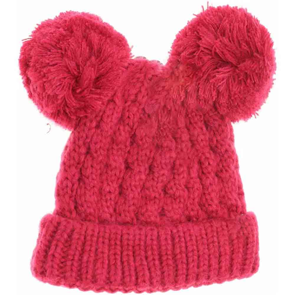 Kids Solid Double Pom C.C Beanies