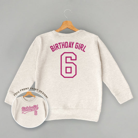 Birthday Girl Varsity #6 (Kids Back Print)