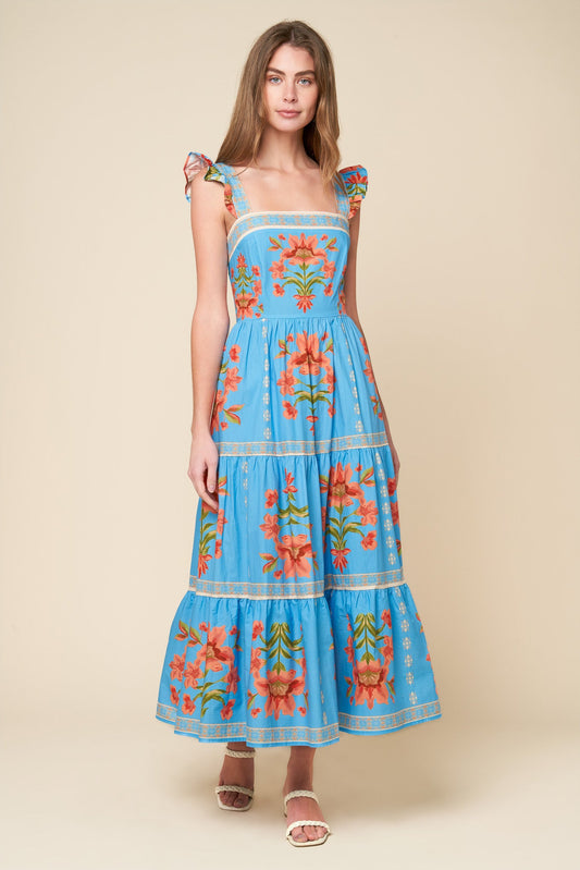LOVELIEST MUSE IVORY WOVEN MIDI DRESS