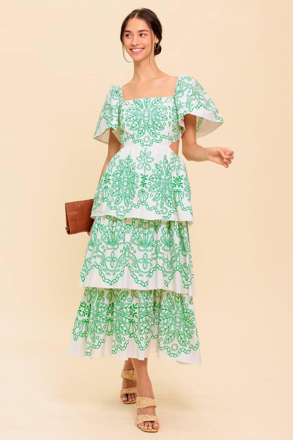 SHE'S A VISION WOVEN MIDI DRESS
