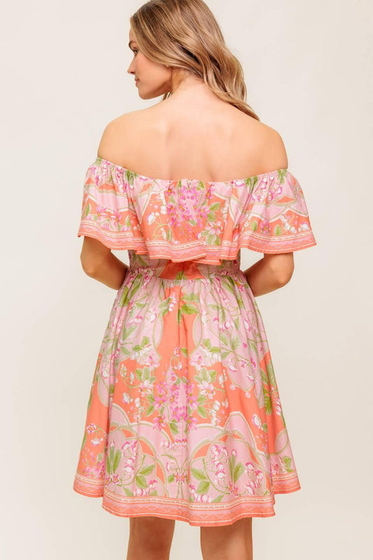 WHISPERING CORAL WOVEN MINI DRESS