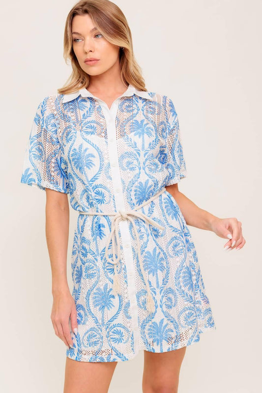 GENTLE SPIRIT WOVEN LACE MINI DRESS