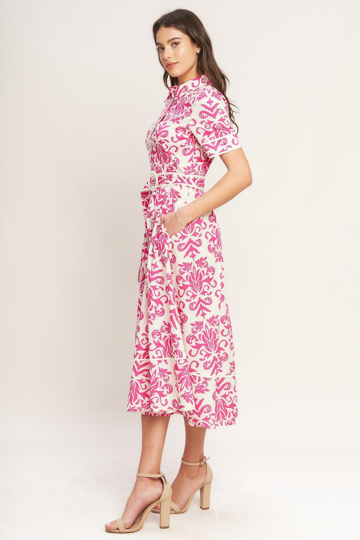 FESTA BLOSSOM WOVEN MIDI SHIRT DRESS