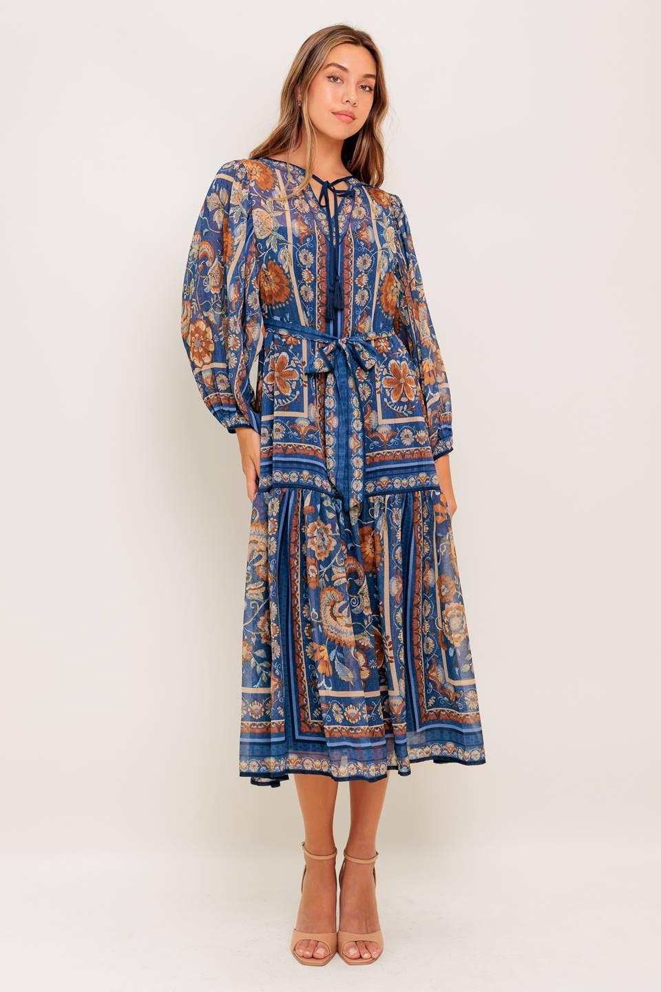 BOHEMIAN TAPESTRY WOVEN MIDI DRESS