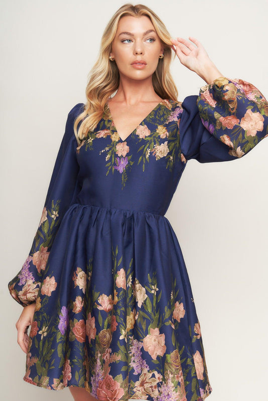 NOCTURNE IN BLOOM WOVEN MINI DRESS