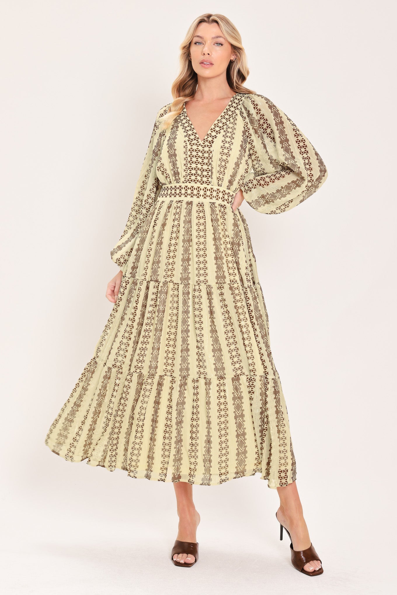 TRIBAL WHISPER WOVEN MIDI DRESS