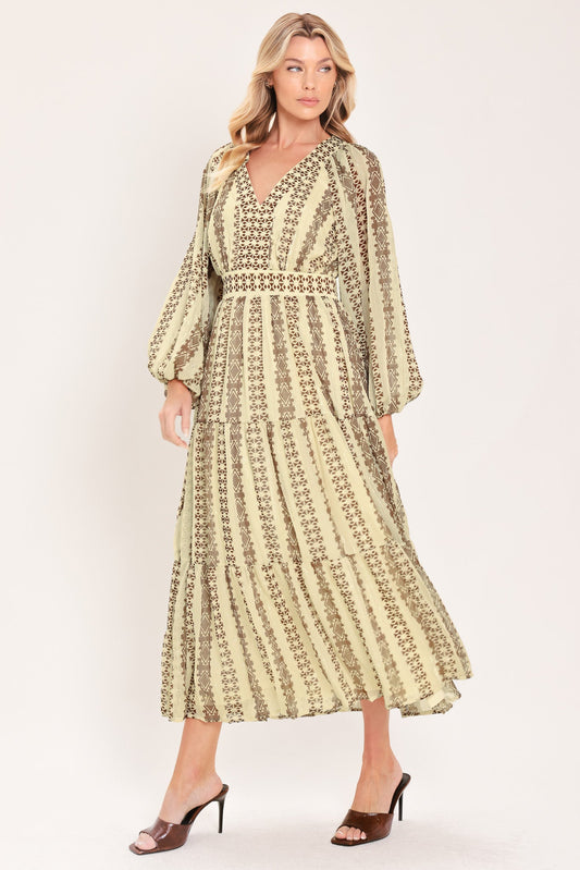 TRIBAL WHISPER WOVEN MIDI DRESS