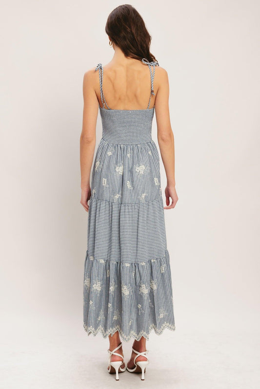 SALT AIR STRIPE WOVEN MIDI DRESS