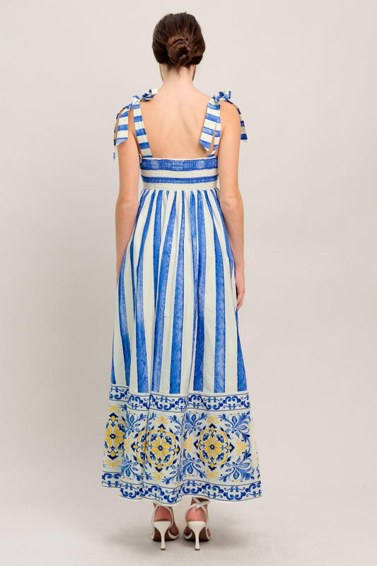 BLUE HORIZON BEAUTY WOVEN MIDI DRESS