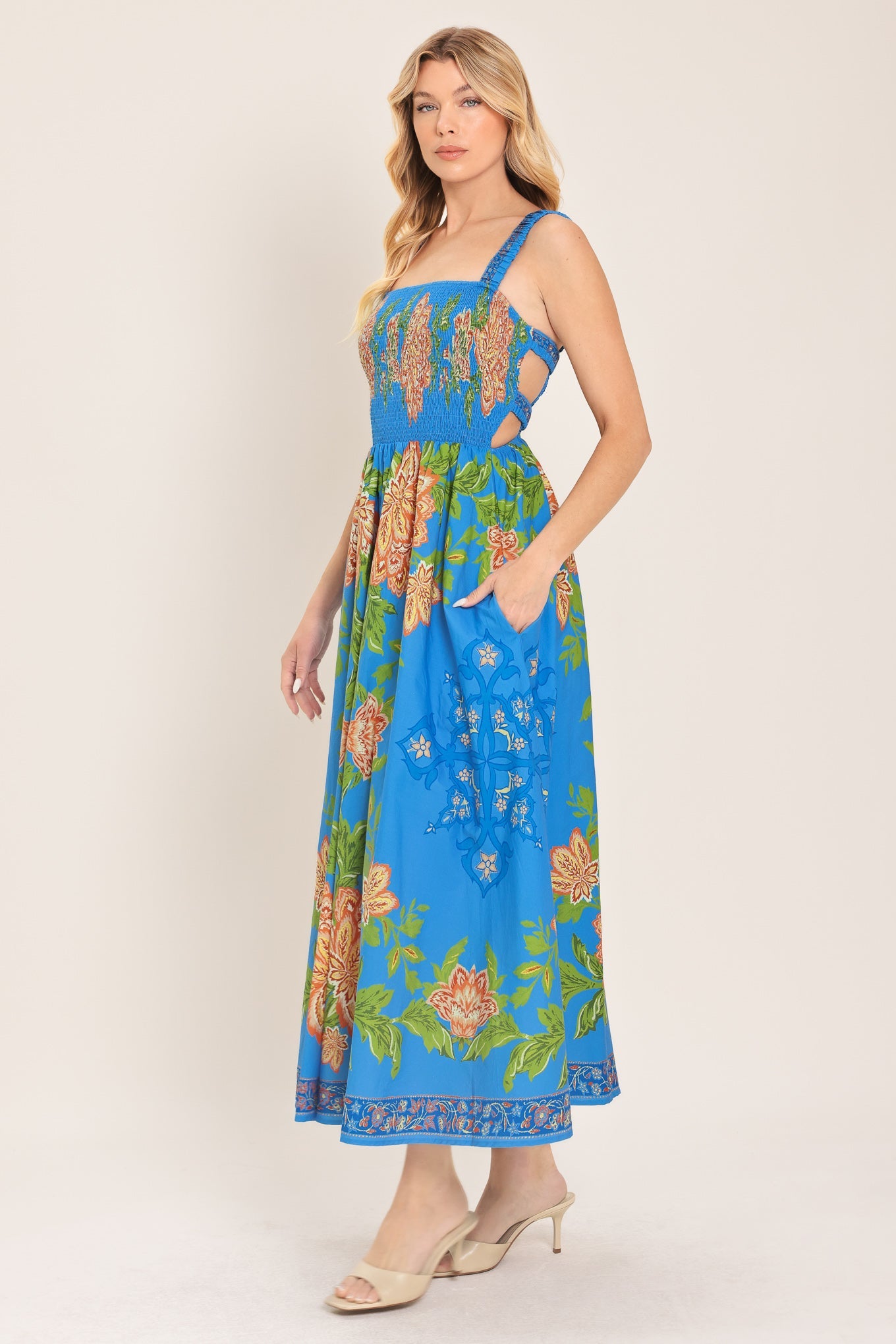 SPRINGTIME IN PARIS WOVEN MIDI DRESS
