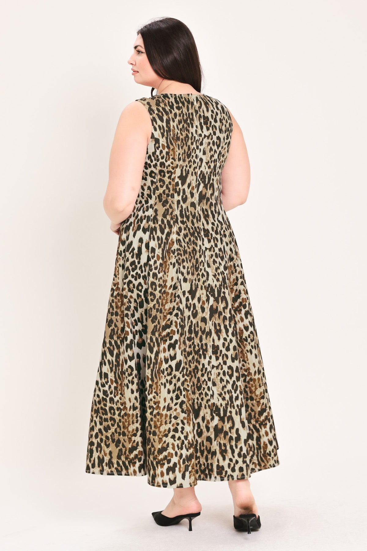 DESERT ROSE LEOPARD WOVEN MIDI DRESS