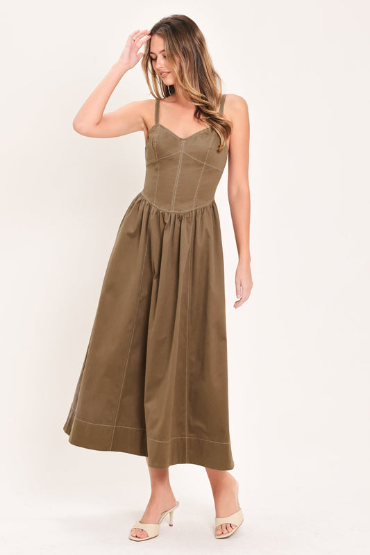 PRAIRIE HEART BALLAD WOVEN MIDI DRESS