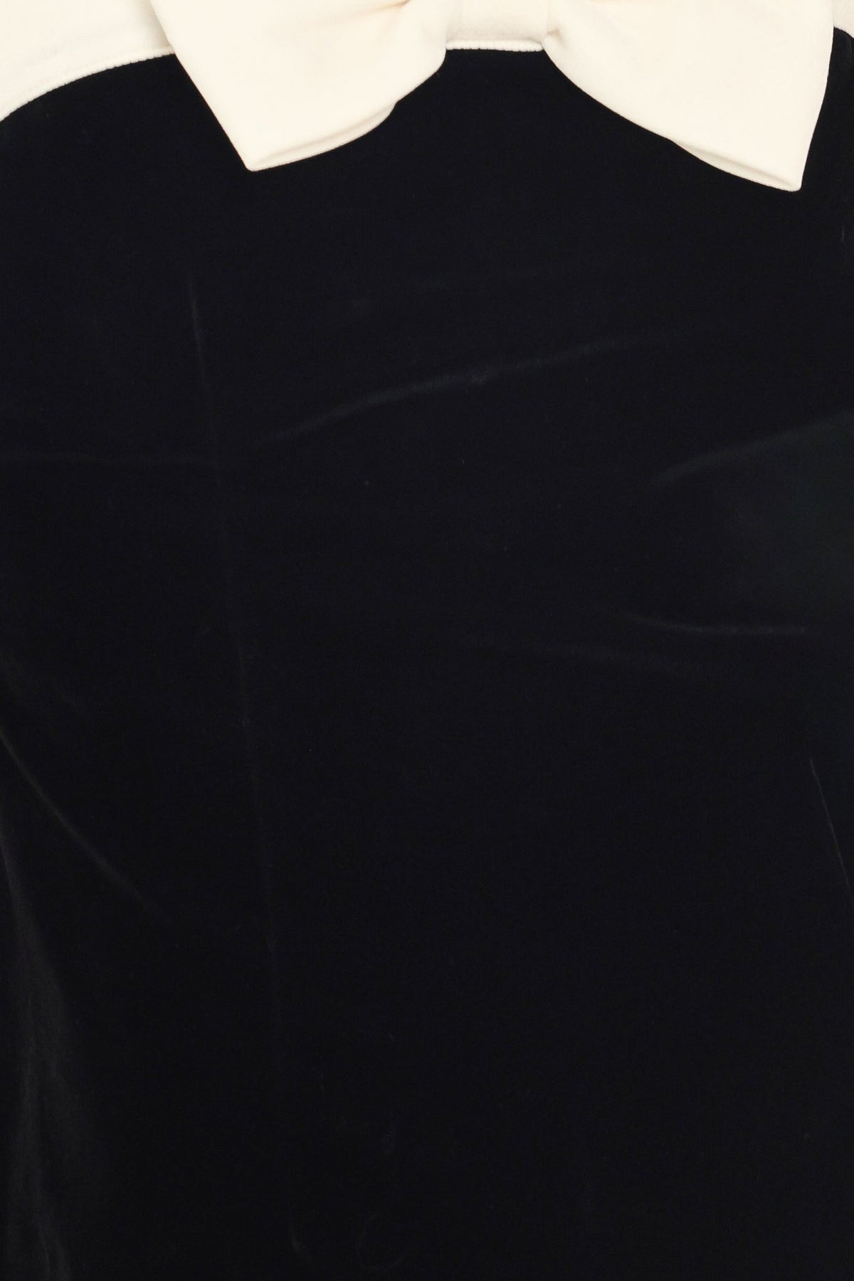 BOW & VELVET BLACK/IVORY BOW-DETAIL MINI DRESS