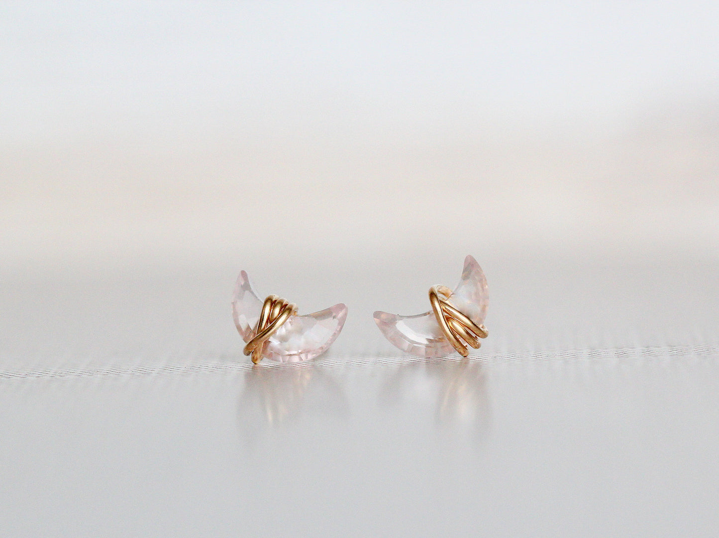 Mini Moonbeam Studs - Rose Quartz