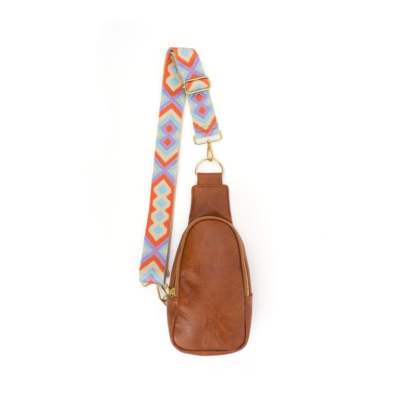 The Atlas | Zippered Sling Bag (Brown) - Pick Your Strap