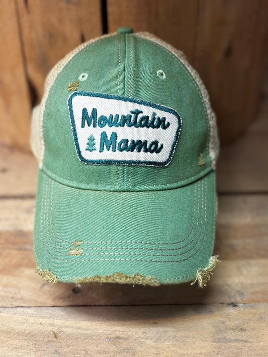 Mountain Mama Distressed Trucker Hat
