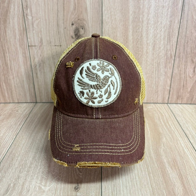 Boho Bird Distressed Trucker Hat