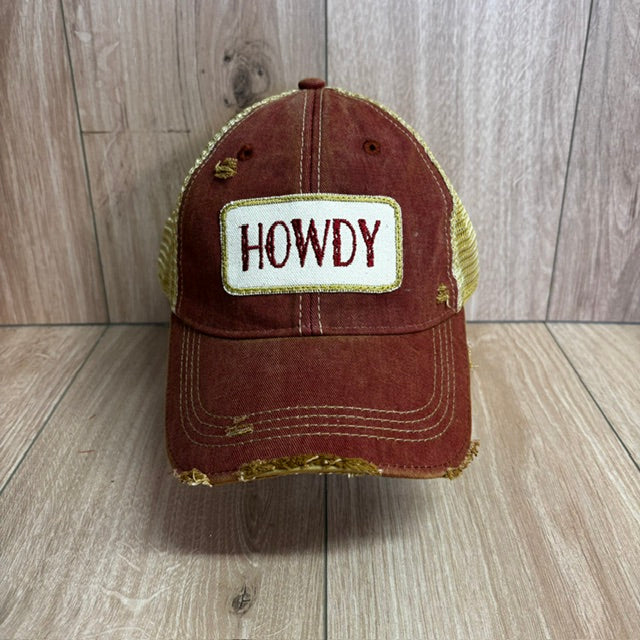 Howdy Distressed Trucker Hat