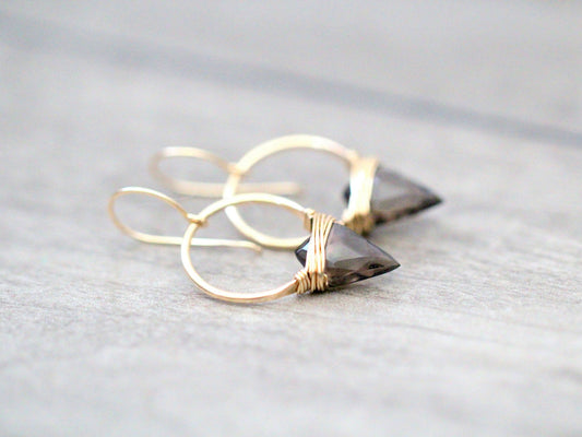 Albatross Earrings - Smoky Quartz