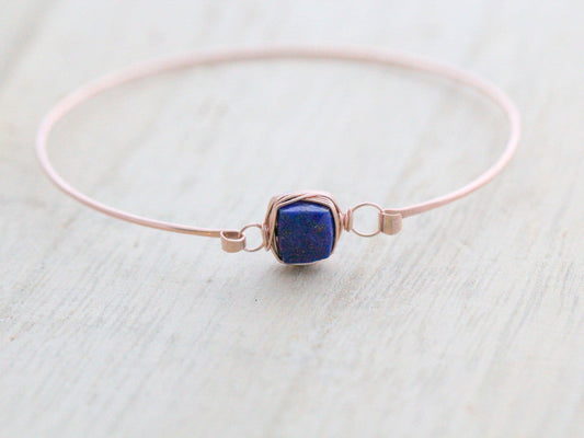 Lapis Lazuli Bezel Wrapped Bangle