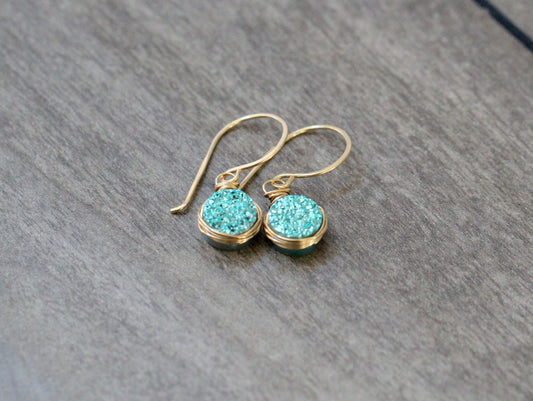 Petite Druzy Drops - Teal