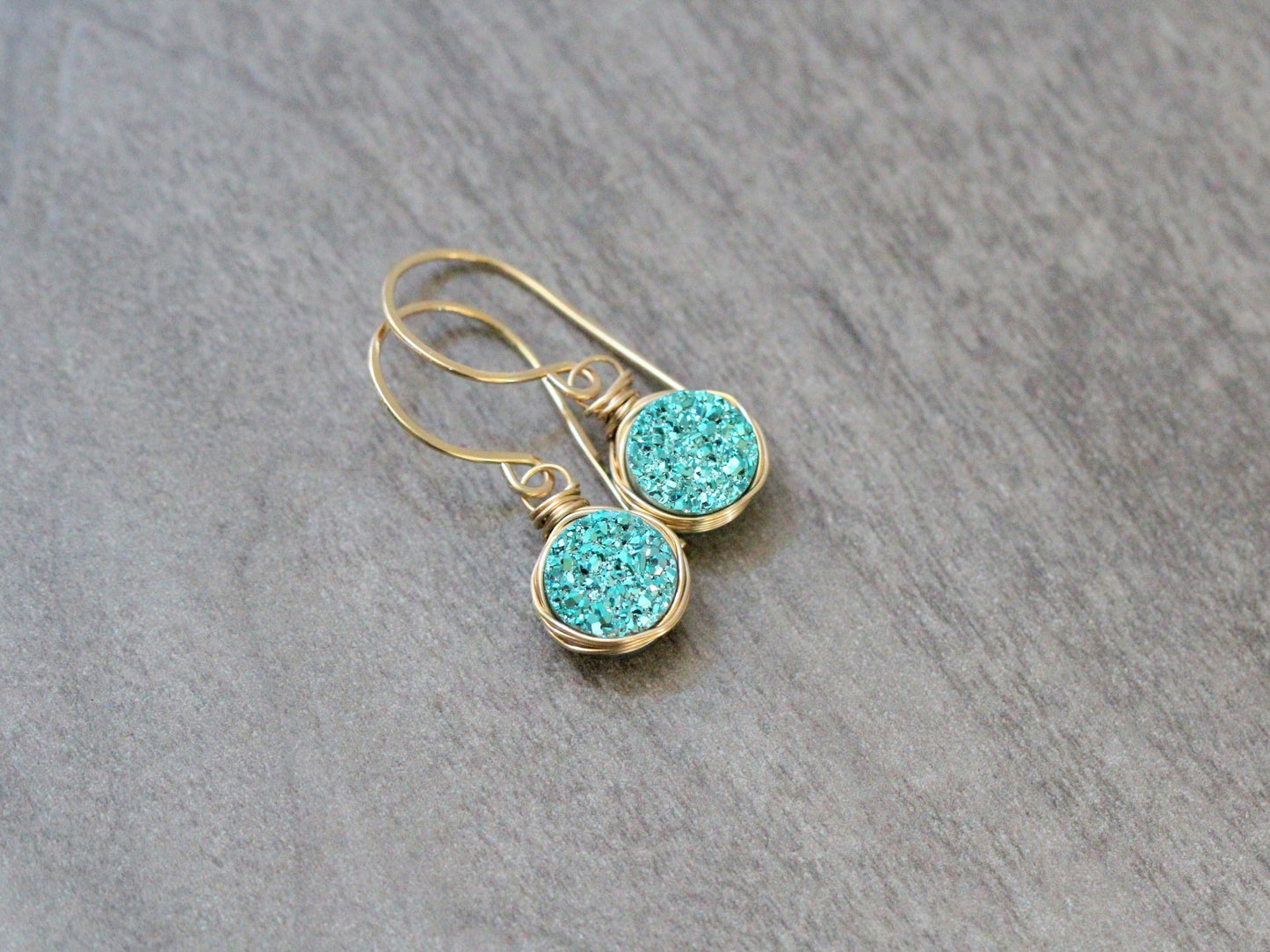 Petite Druzy Drops - Teal