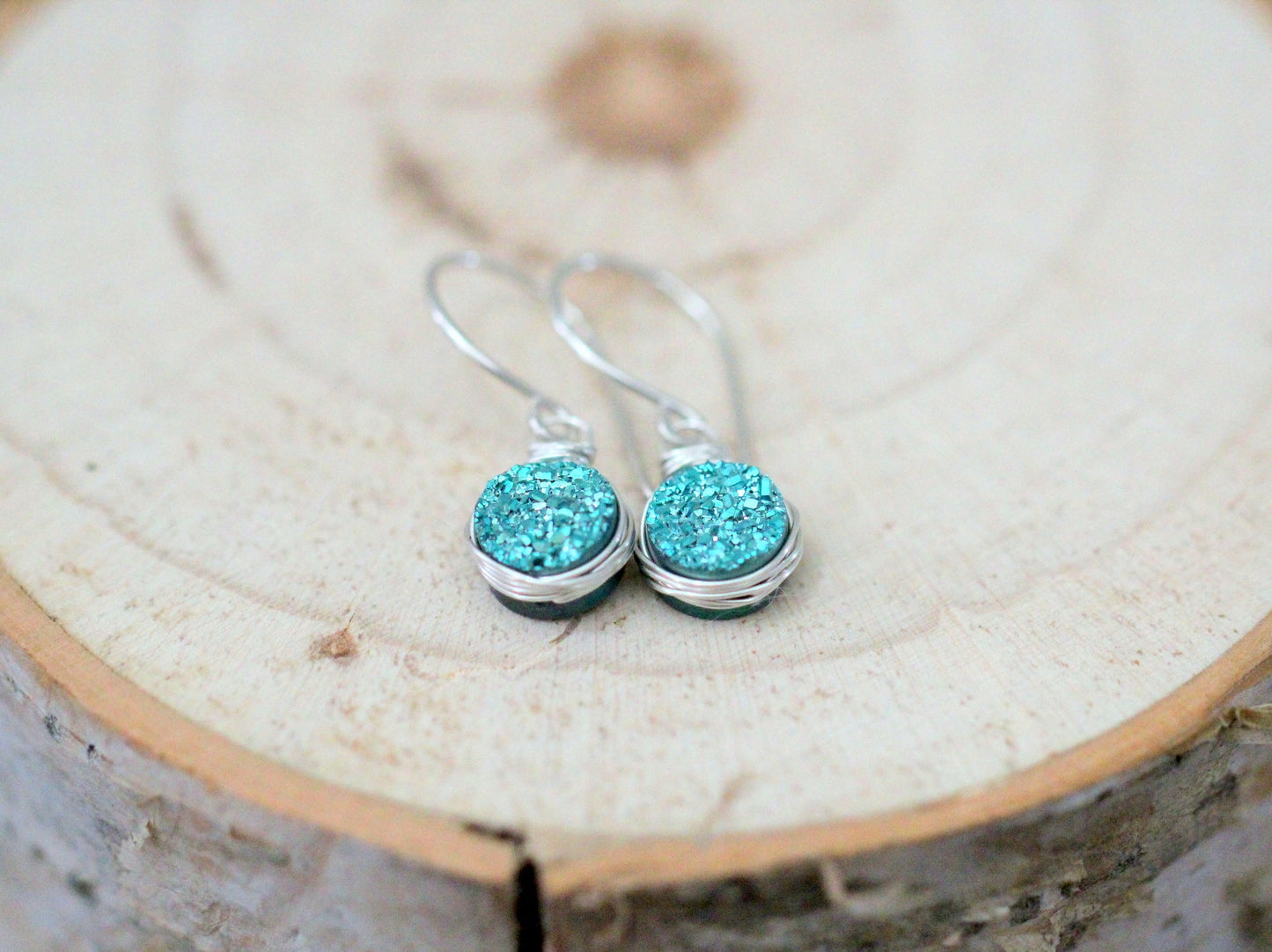 Petite Druzy Drops - Teal