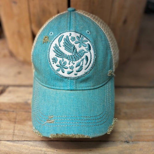 Boho Bird Distressed Trucker Hat