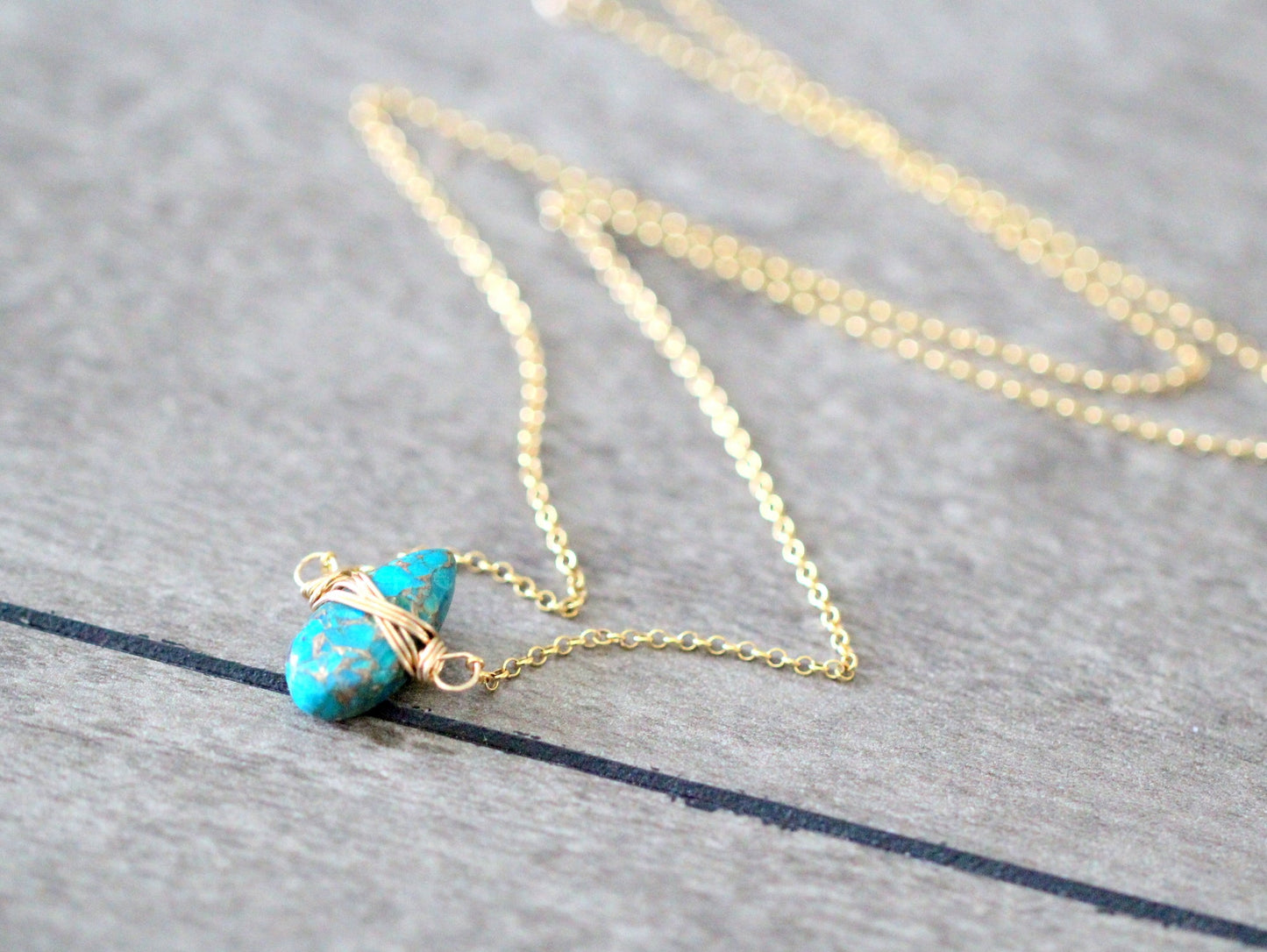 Copper Turquoise Necklace - Classic Blue