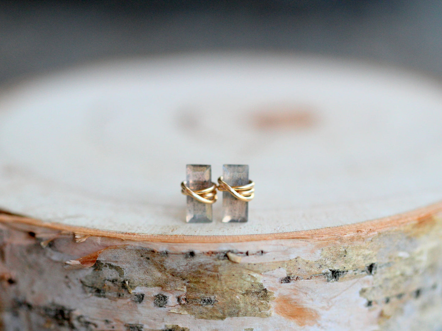 Baguette Studs - Labradorite