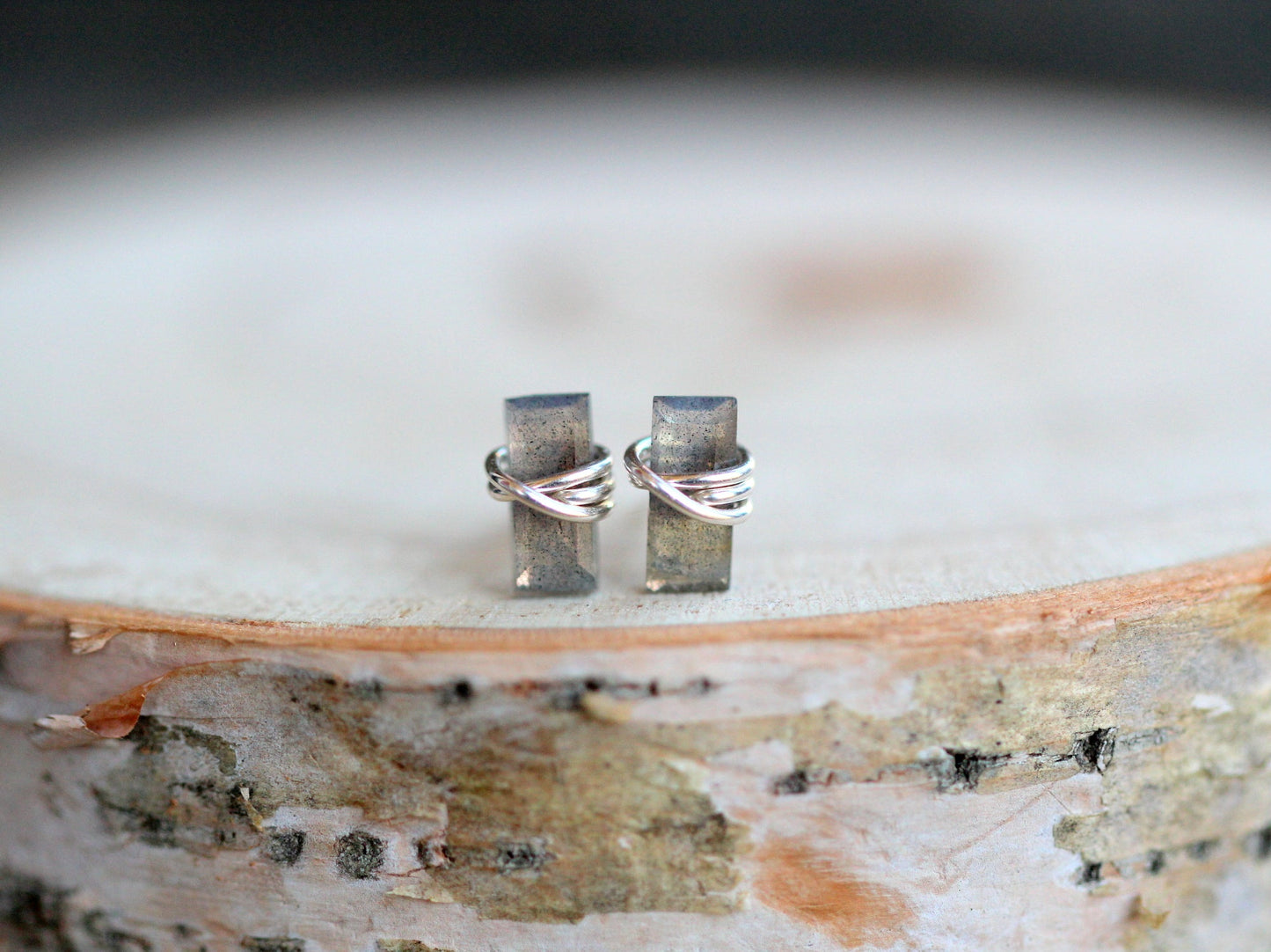 Baguette Studs - Labradorite
