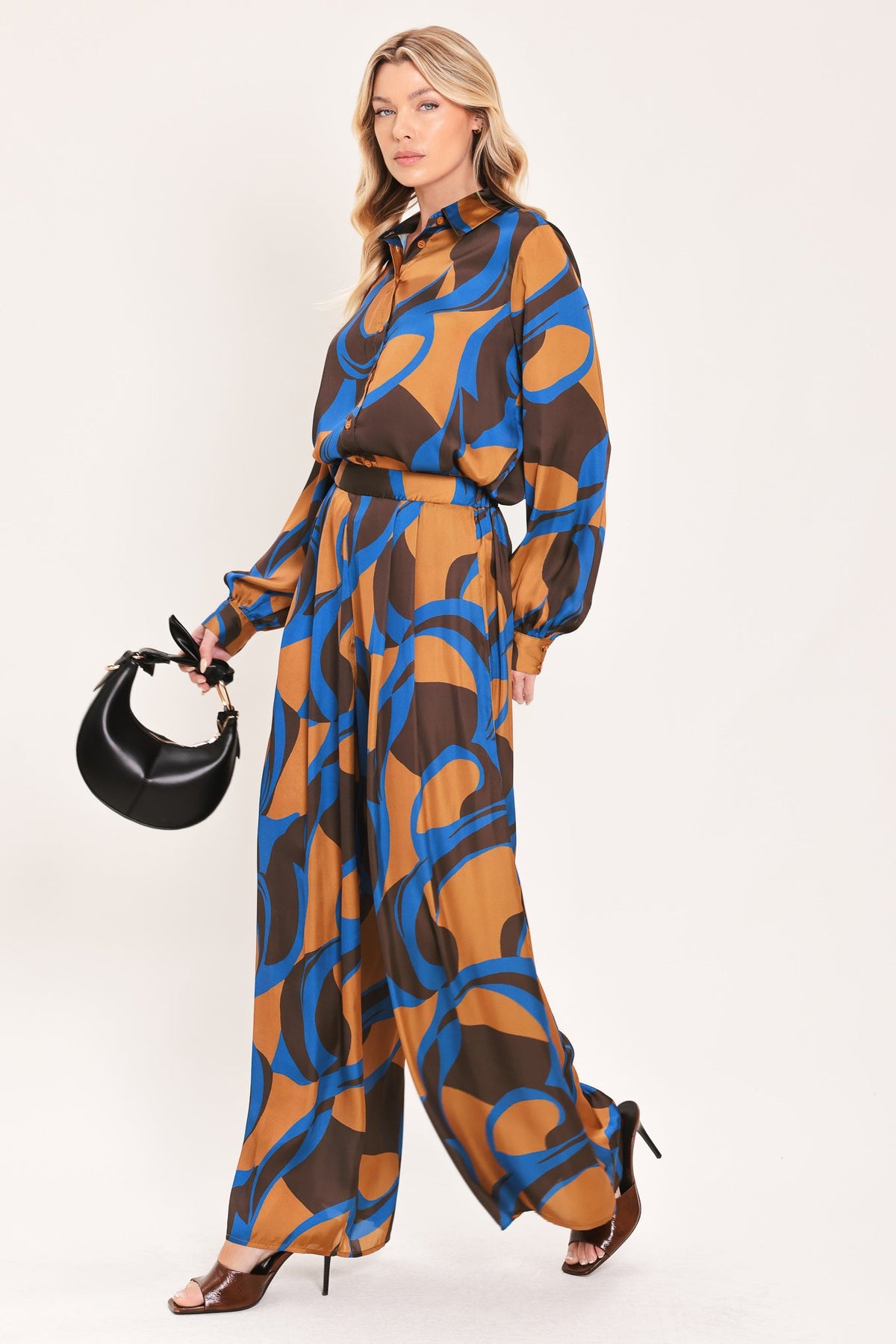SIENNA WAVE STATEMENT WOVEN WIDE LEG PANTS