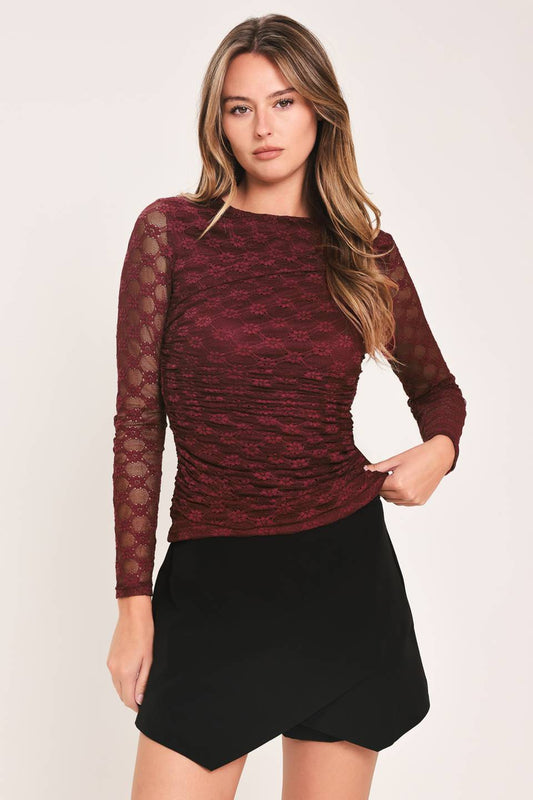 MODERN FUNCTION STRETCH KNIT LACE TOP