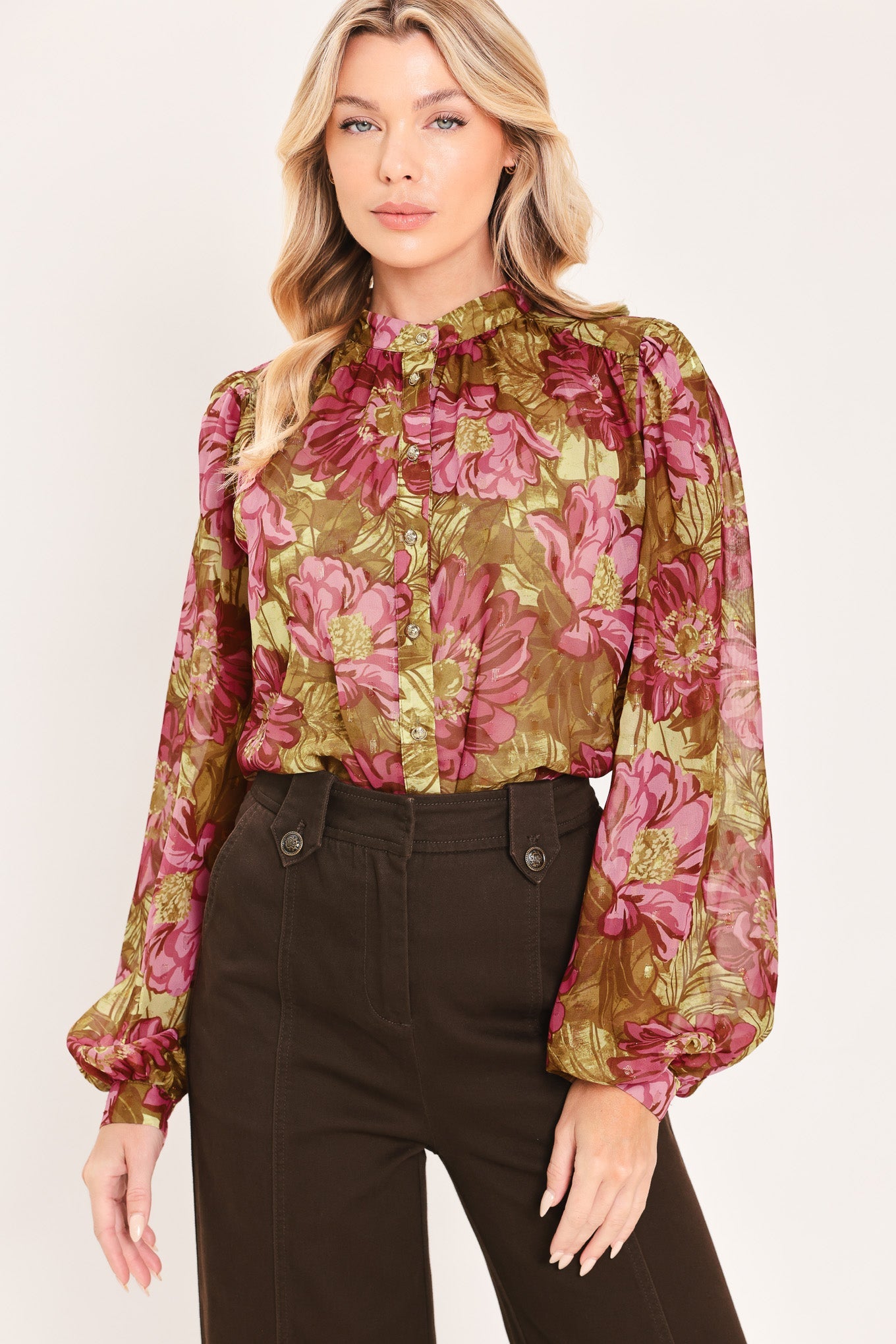 ANTIQUE FLORAL WHISPER WOVEN TOP