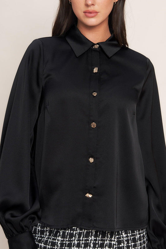BLACK ORBIT WOVEN TOP