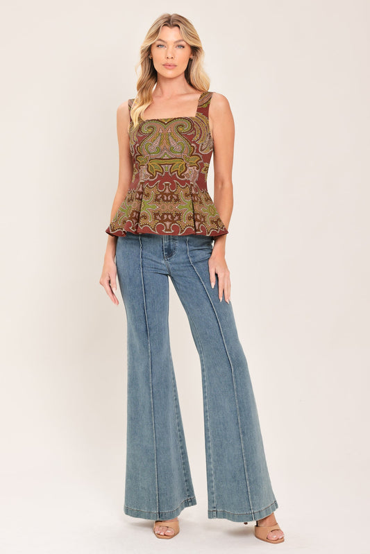 RUSTIC MEDALLION WOVEN TOP