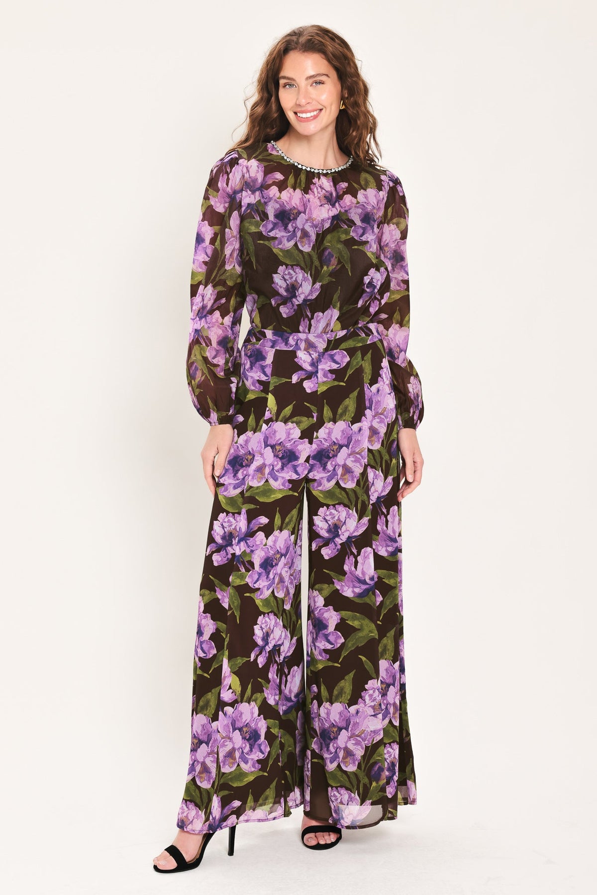 VINTAGE MERLOT WINE/PURPLE PRINTED TOP