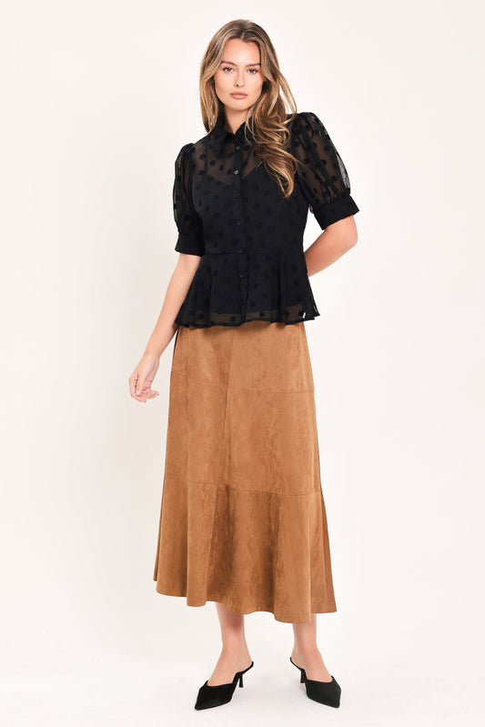 POLKA VEIL ROMANCE WOVEN TOP