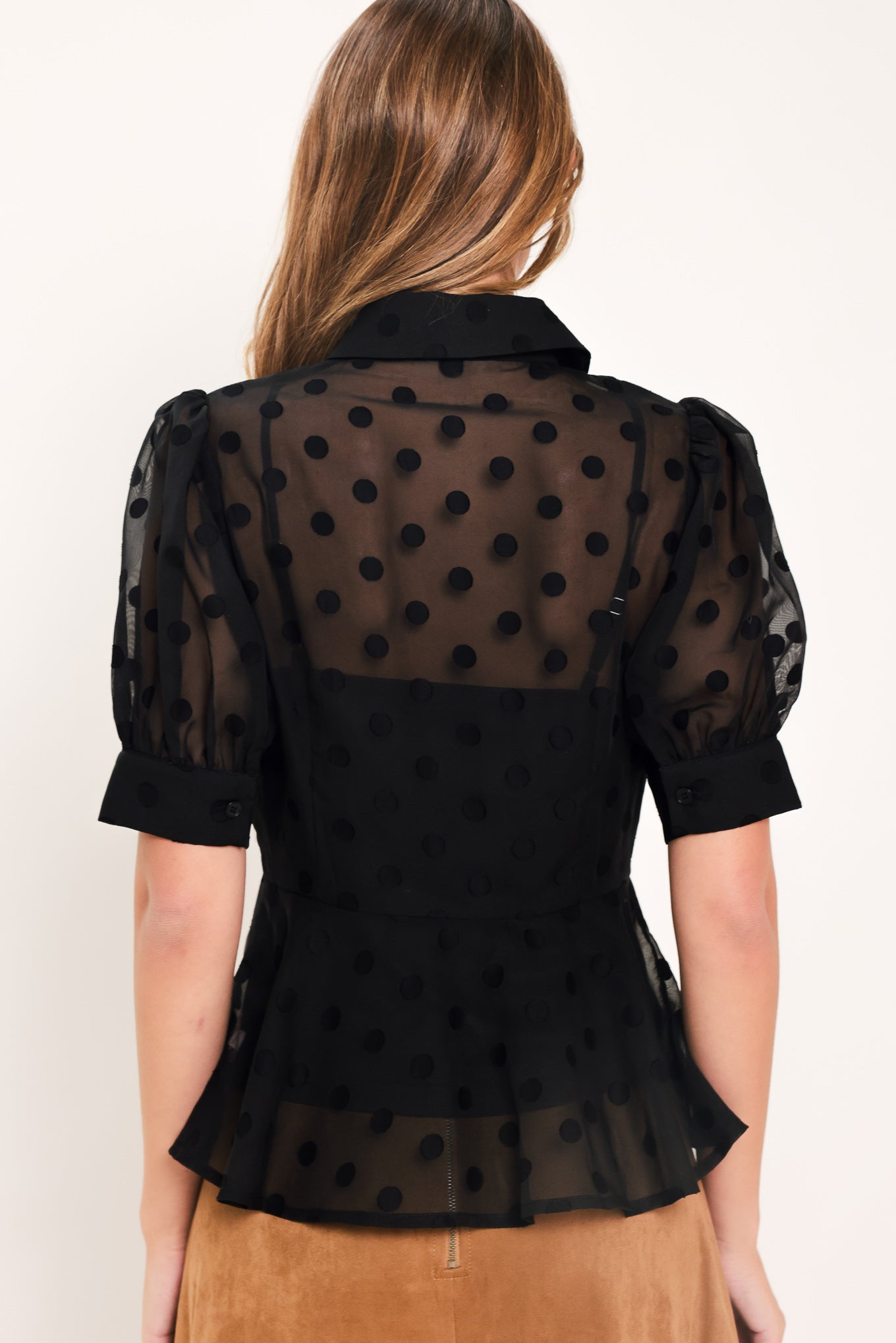 POLKA VEIL ROMANCE WOVEN TOP
