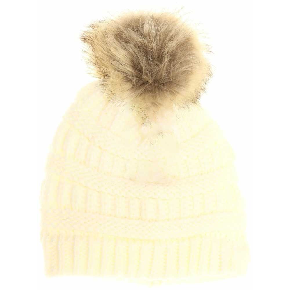 Kids Fur Pom C.C Beanie