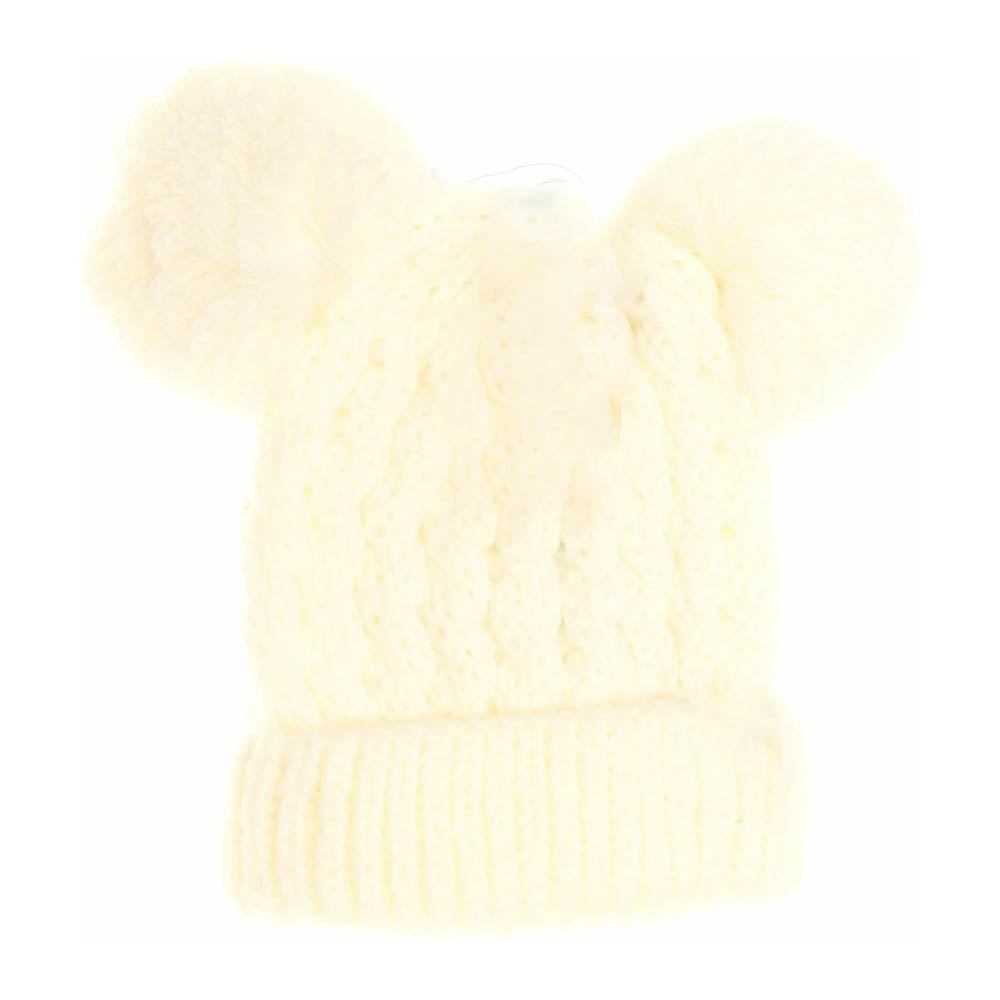 Kids Solid Double Pom C.C Beanies