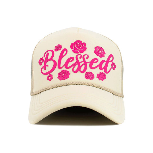 BLESSED Letter Foam Trucker Hat Mesh Cap