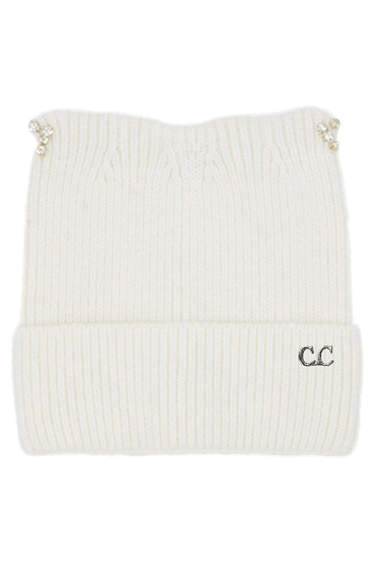 C.C Rhinestone Cat Ear Cuff Beanie Winter Hat