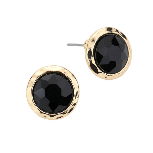 Stylist Round Stone Stud Earrings